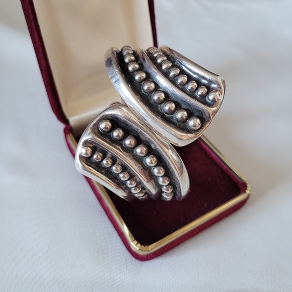 Vintage sterling silver Taxco Mexican wide clamper cuff bracelet. Marked. Gift i - Picture 10 of 10